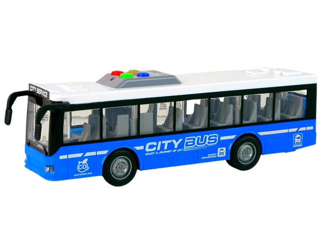 Interaktivní autobus na baterie s osvětlením a zvuky modrý 1:16