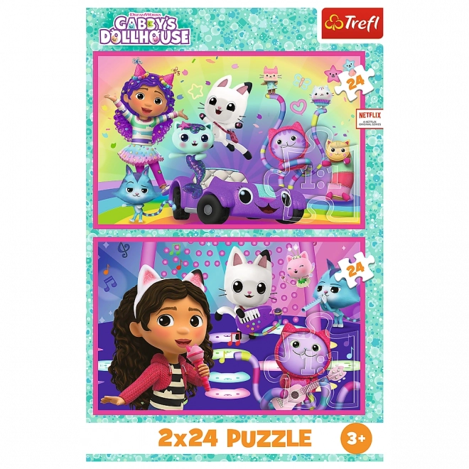 Puzzle 2x24 Zabawy s Gabby - Gabbys Domek Tref 34433