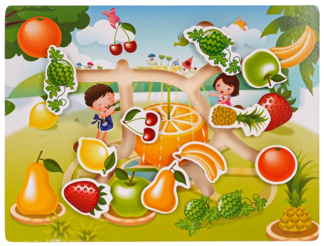 Dřevěná sada puzzle ovoce a zelenina