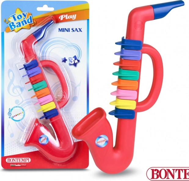Dětský červený plastový saxofon s 8 klapkami
