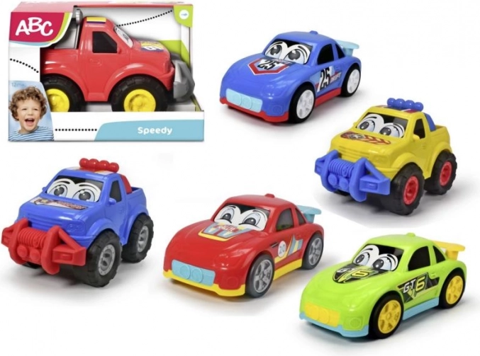 abc speedy auto pro nejmenší 27 cm – sada závodních a nákladních autíček (6 druhů)