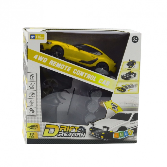 Žluté dálkově ovládané driftovací auto 4WD