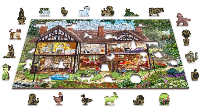 WOODEN CITY Dřevěné puzzle Dům na letní sezónu 2v1, 505 dílků EKO