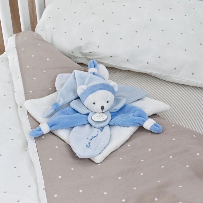 Doudou Dárková sada - plyšový usínáček modrý medvídek 24 cm