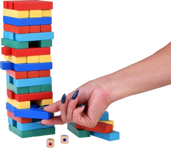 54 pevných dřevěných kostek pro stabilní věž