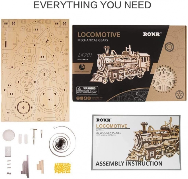 Rokr 3D dřevěné puzzle lokomotiva 350 dílků