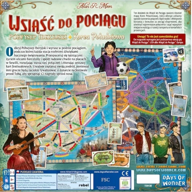 Hra Boarding the Train: a Jižní Koreu: Kolekce map 8 - Pyrenejský poloostrov a Jižní Korea