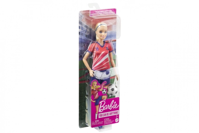 Barbie fotbalová panenka v červeném dresu