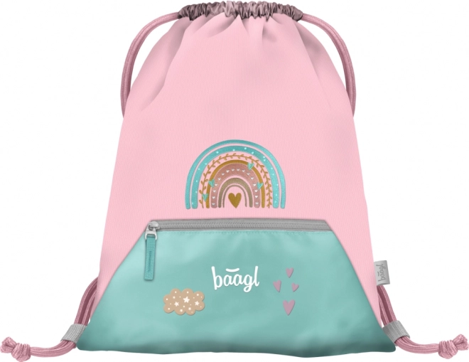 BAAGL 3 SET Zippy Duha růžový: aktovka, penál, sáček