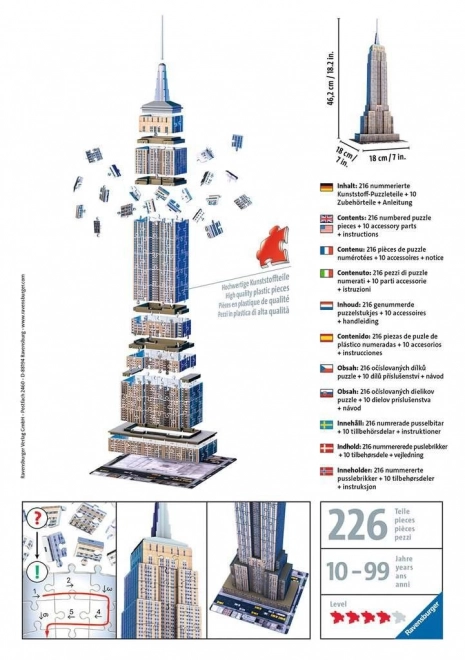3D puzzle Empire State Building New York od Ravensburger 216 dílků