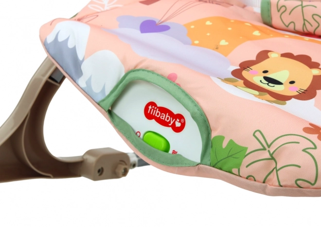 Kolébka pro miminka Růžový Lev s vibracemi a zvukem