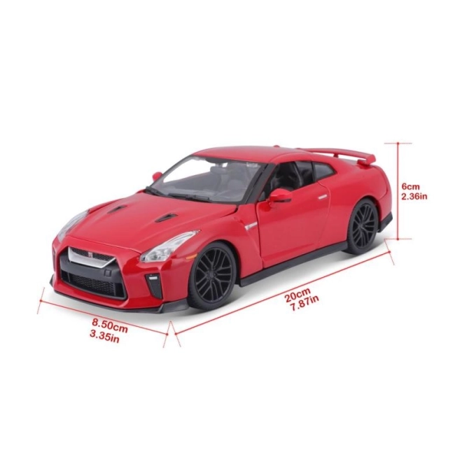 Nissan GT-R Bburago 1:24 metallic bílá – Červený