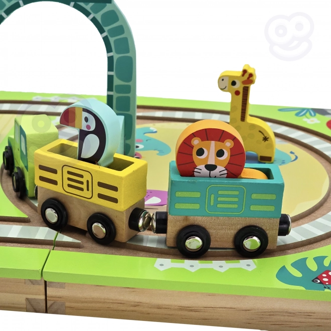 Dřevěná vláčková dráha ZOO s magnetickými vagónky od Tooky Toy