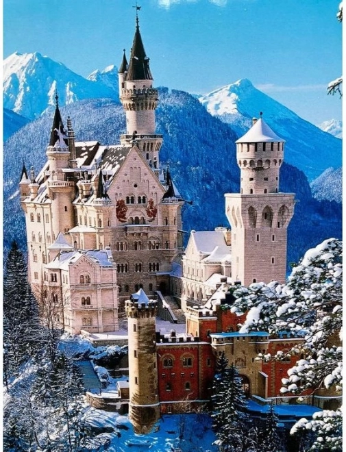 Diamantové malování zámek Neuschwanstein v zimě