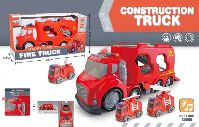 Velký červený odtahový vůz City Truck s efekty zvuku a světla
