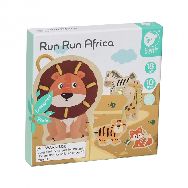 Dřevěná proplétací hra se zvířátky Afrika