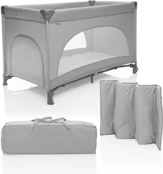 Skládací cestovní postýlka Lely Silver Grey