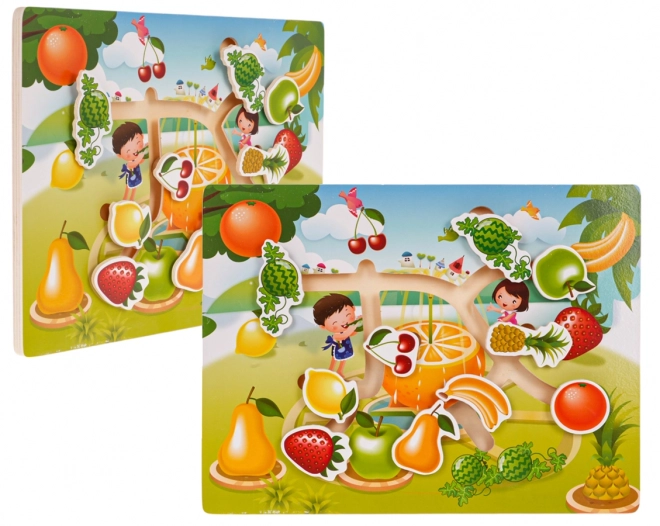 Dřevěná sada puzzle ovoce a zelenina