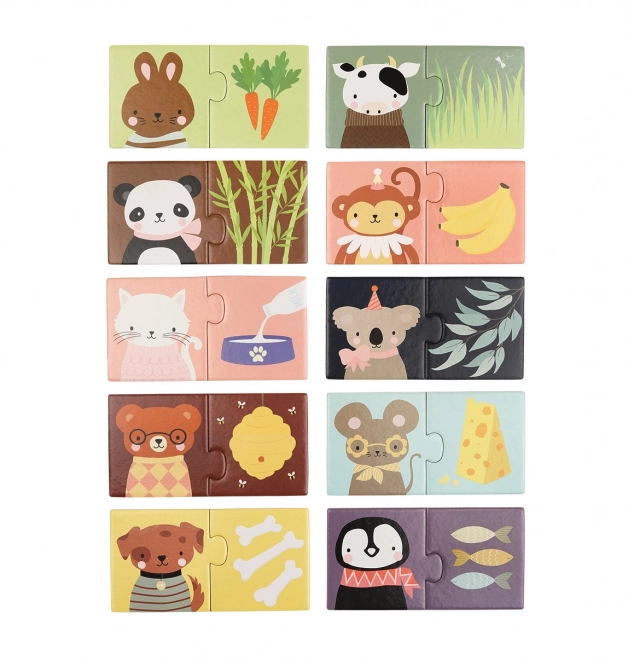 A Little Lovely Company - Přiřazovací Puzzle - Pochoutky pro Zvířátka