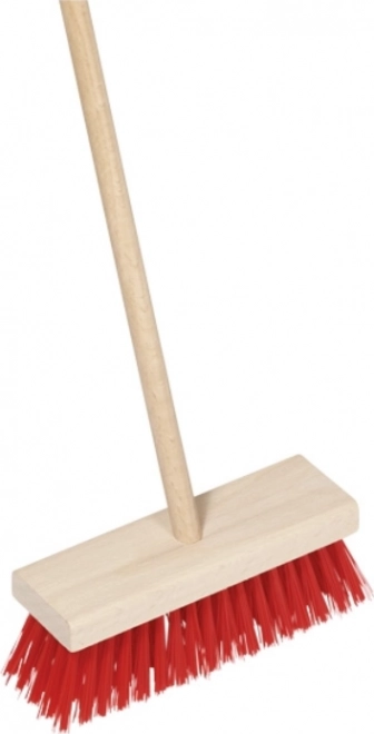 Dětský smeták z buku s červenými štětinami 65 cm