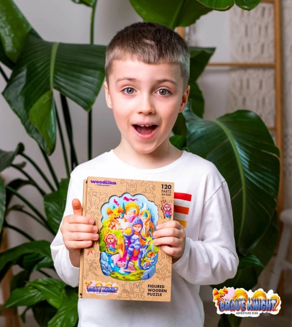 DŘEVĚNÉ BAREVNÉ PUZZLE - Statečný rytíř