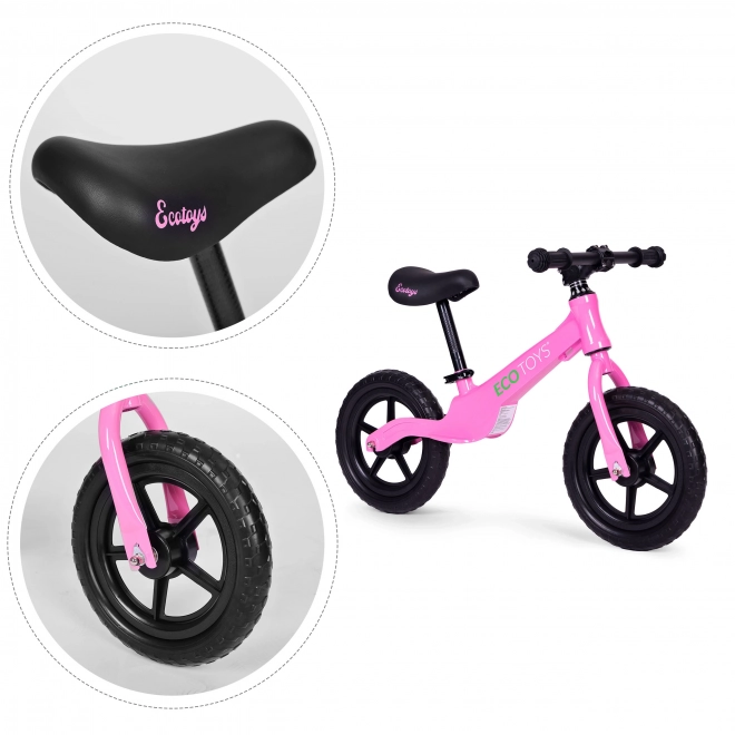 Dětské balanční kolo, odrážedlo, kola EVA ECOTOYS – růžové