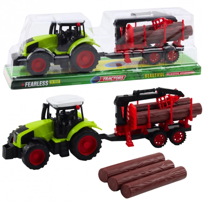 Traktor s přívěsem pro přepravu dřeva