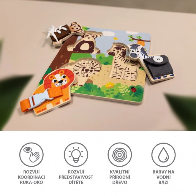 Dřevěné Montessori safari puzzle pro děti