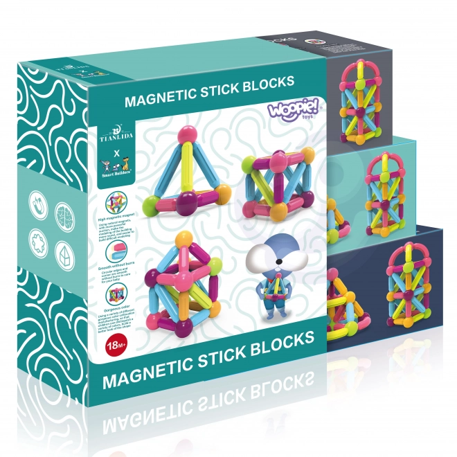 Woopie magnetické vzdělávací stavebnice, 38 dílů