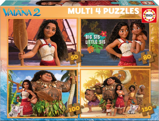 EDUCA Puzzle Vaiana 2, 4v1 (50,80,100,150 dílků)
