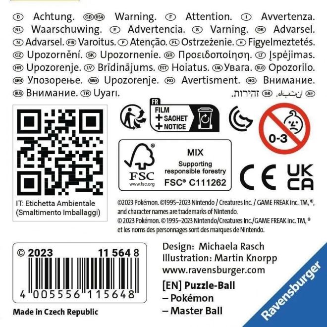 RAVENSBURGER Puzzleball Pokémon: Masterball 54 dílků