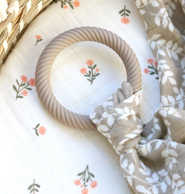 A Little Lovely Company Silikonová kousátka s listy 2 kusy – Taupe