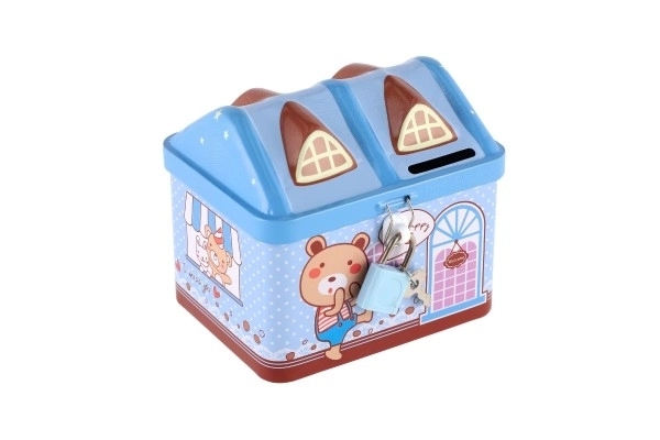 Pokladnička domeček plechová se zámkem 12x11cm