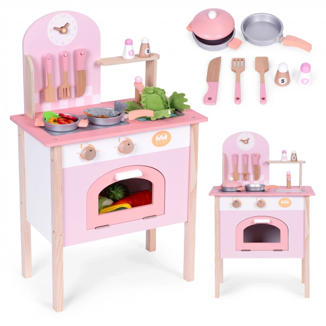 Dětská kuchyňka růžová s 8 doplňky ECOTOYS