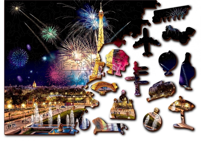 Dřevěné puzzle Noční Paříž