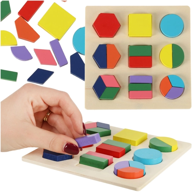 Dřevěná vzdělávací skládačka geometrických tvarů