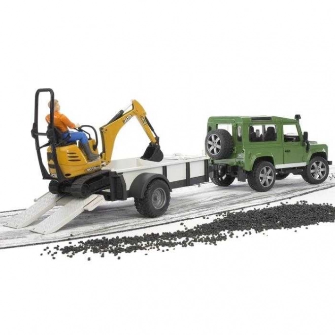 Herní set Bruder SUV a pásový minibagr JCB s přepravníkem