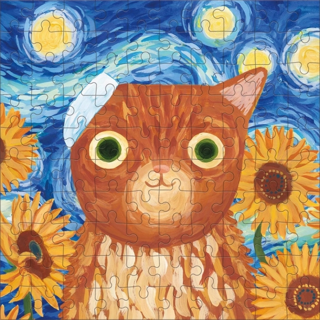 Puzzle Vincent van Gogh umělecké kočky 100 dílků v plechovce