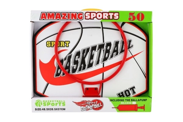 Basketbalový set s dřevěnou deskou a míčem