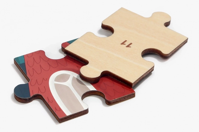 TOP BRIGHT Dřevěné puzzle s hračkou: Hasičské auto 24 dílků