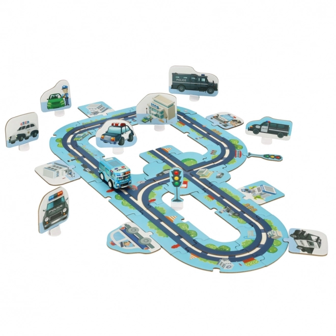 Autodráha puzzle policie 47 dílků