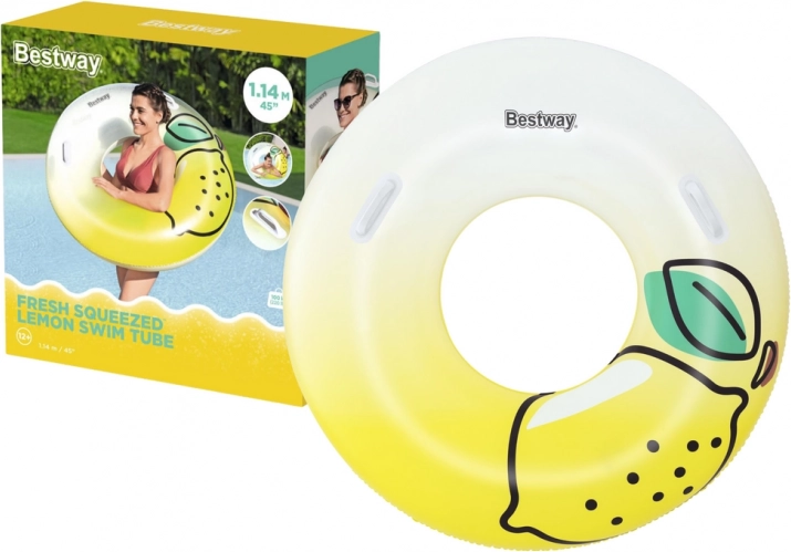 Bestway nafukovací plavecký kruh s madly citrón 114 cm