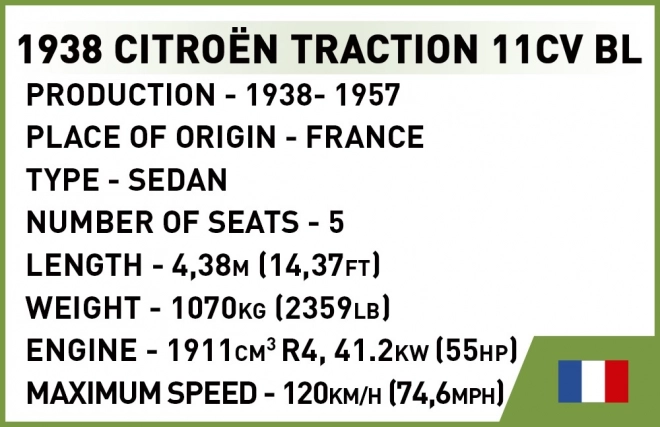 COBI 2266 1938 Citroën Traction 11CV, 1:35, 236 k, 1 f