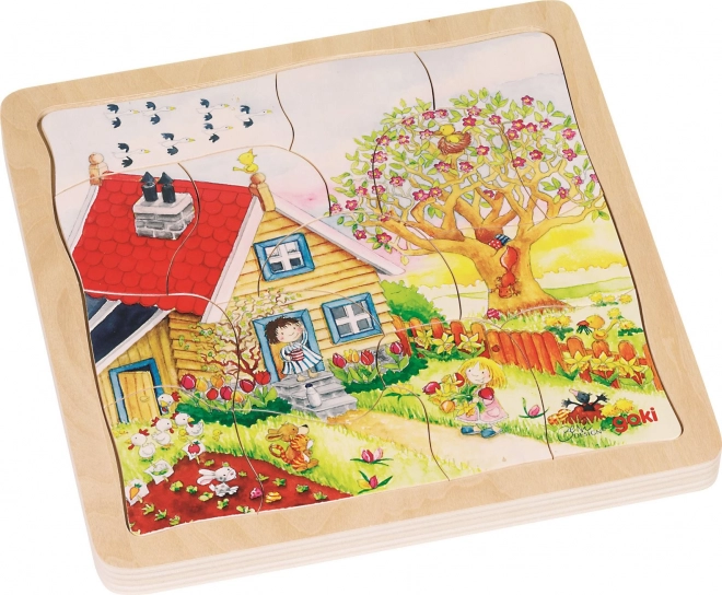 Vývojové dřevěné puzzle Roční období
