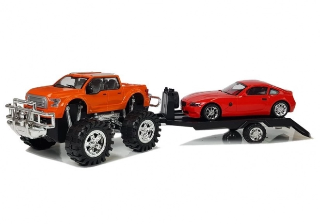 Sada vozidel Oranžový Monster Truck Červený BMW Caravan 58 cm