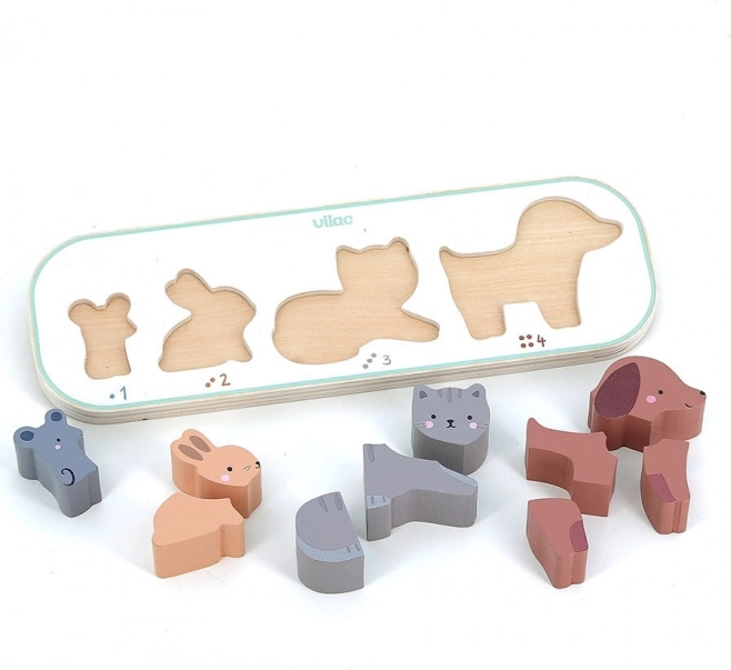Vkládací puzzle Učím se počítat zvířátka Vilac Sarah Betz