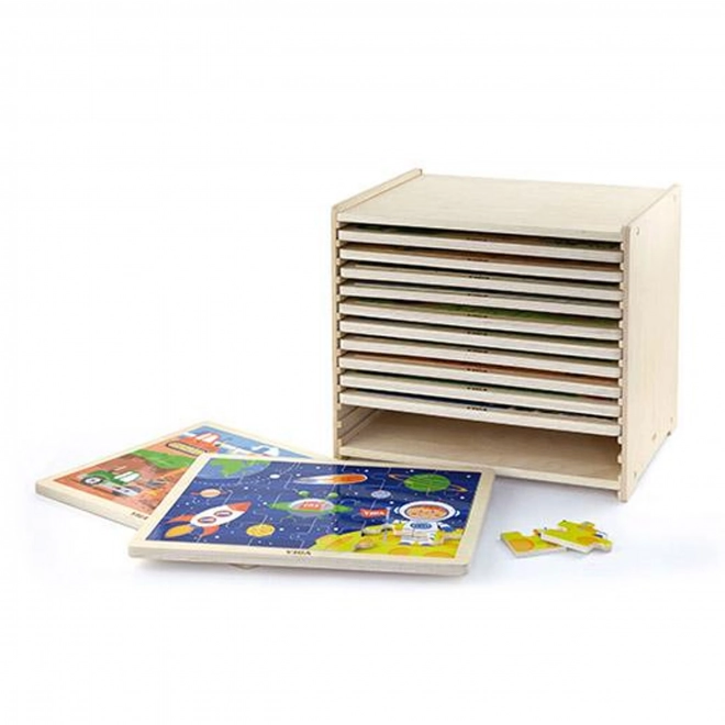 Viga dřevěné puzzle set na stojanu