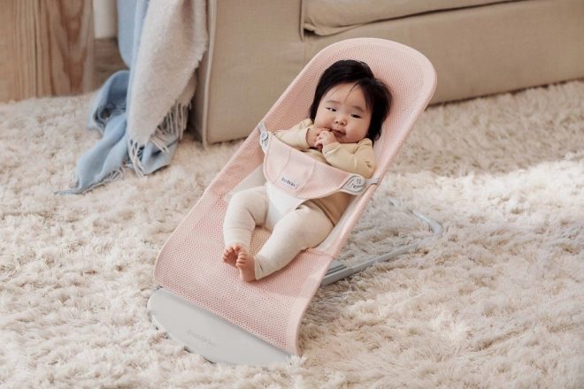 BABYBJORN - Lehátko BALANCE SOFT MESH - šedá/bílá – Růžová/bílá