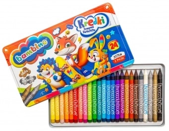 Voskovky BAMBINO v kovové krabičce 24 barev s ořezávátkem