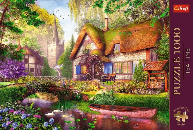 TREFL Puzzle Premium Plus Tea Time: Dřevěná chata 1000 dílků